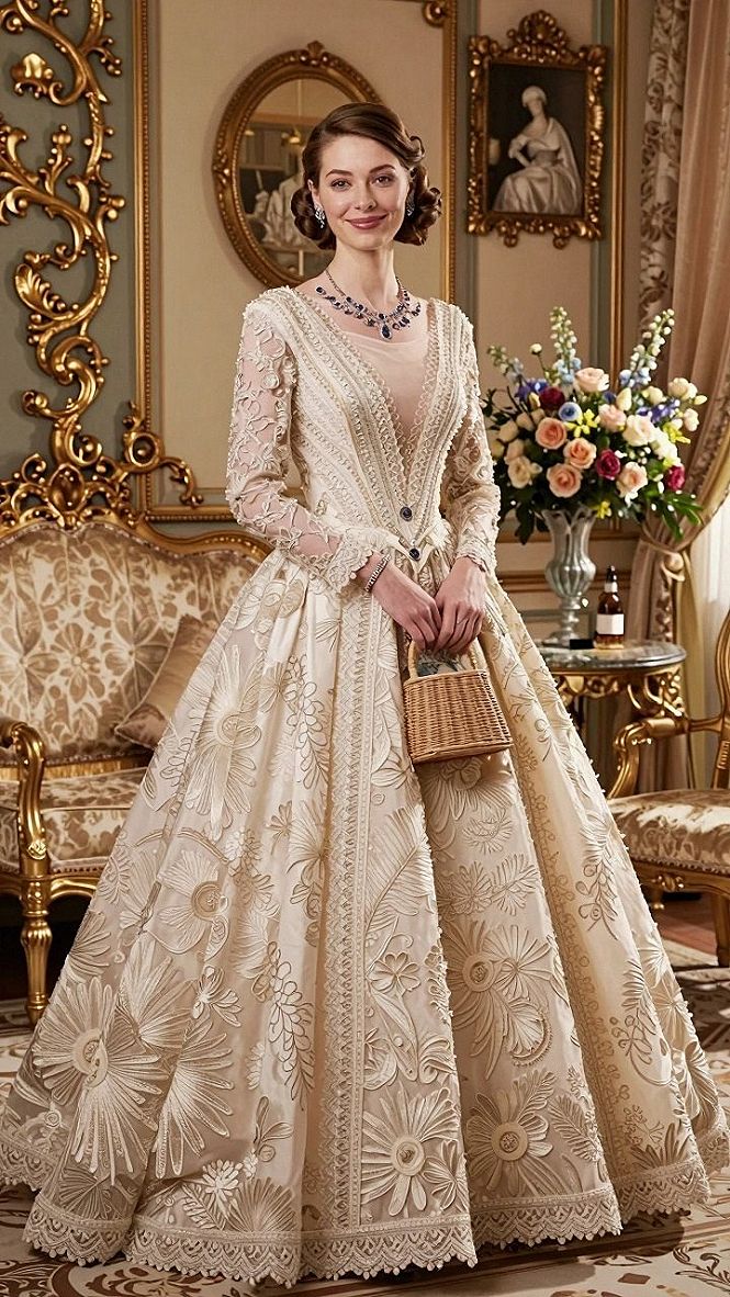 Embracing Botanical Embroidery on Full Skirt Gowns