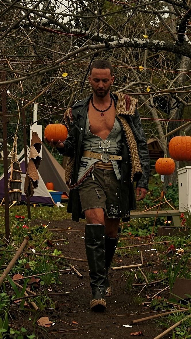 Hanging Autumn Pumpkin Displays From Garden Branches