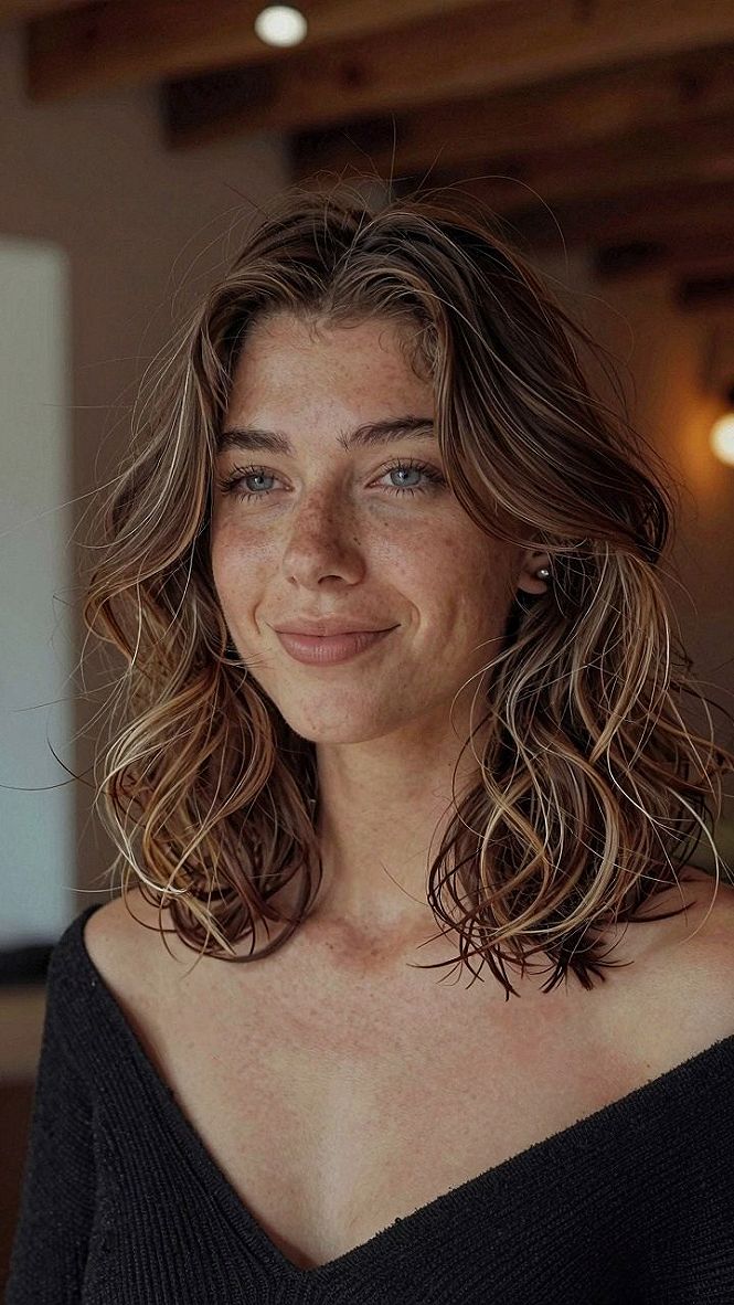Styling Textured Medium Length Hair With Curtain Bangs