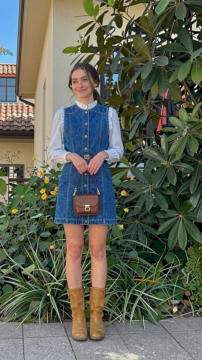 Adding a Small Crossbody Bag to Your Denim Dress Outfit