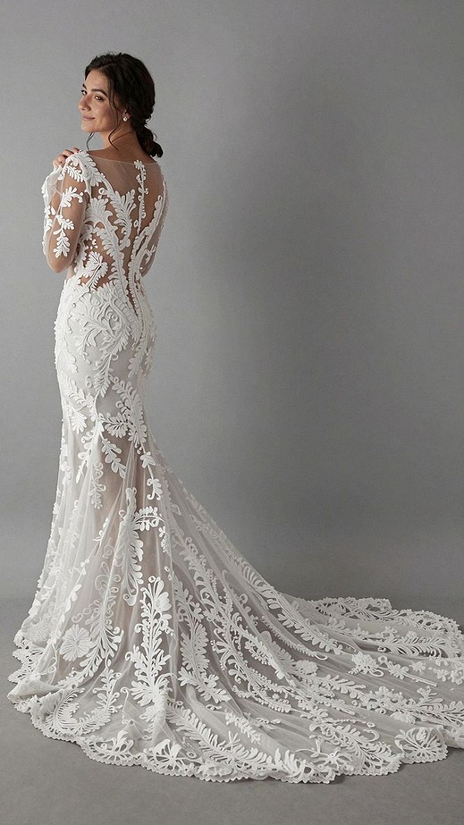 Sheer Illusion Back Lace Gowns for Fall