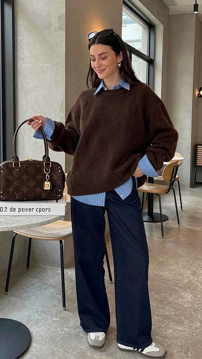 Adding a Collared Shirt Under Your Knit Cardigan