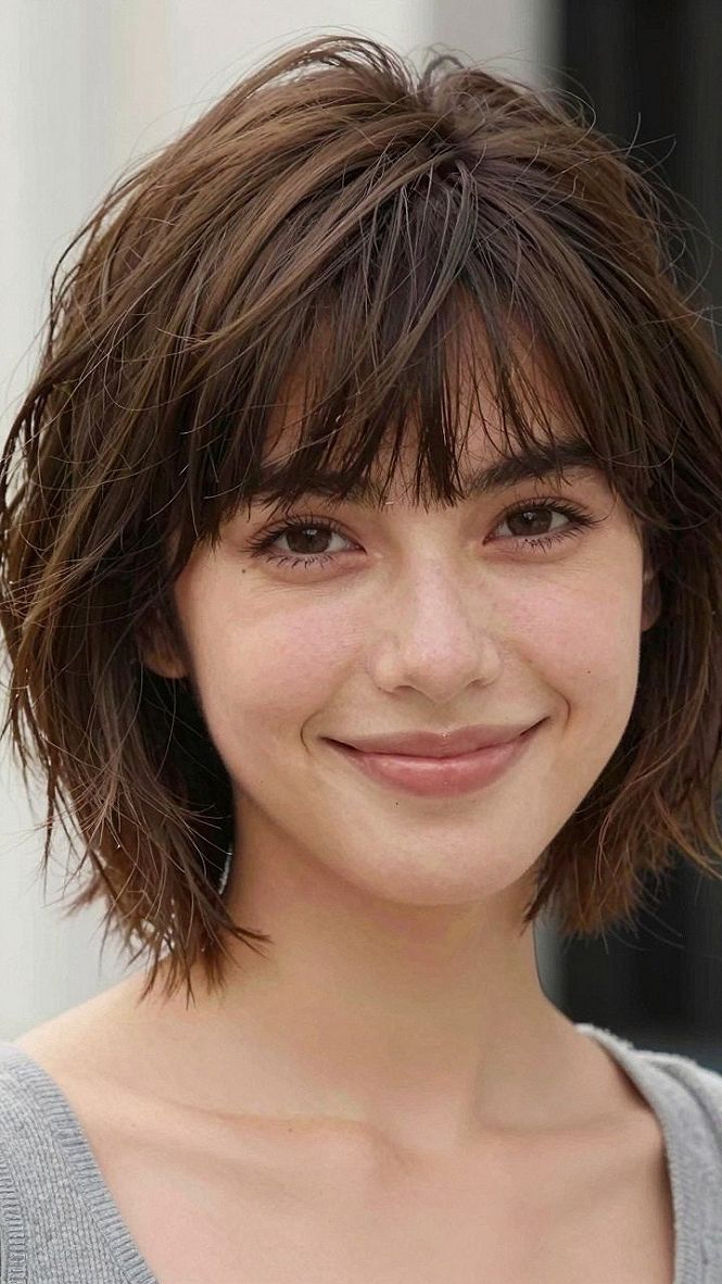 Tousled Short Haircut With Piecey Bangs