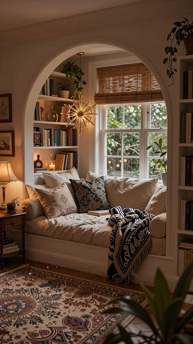 Creating a Cozy Reading Nook with Black and Green Tones