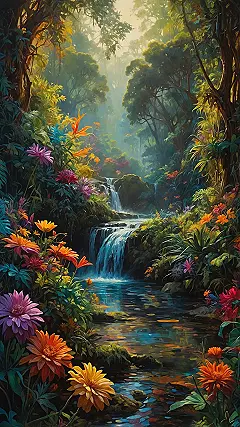 Waterfall Garden Backdrops