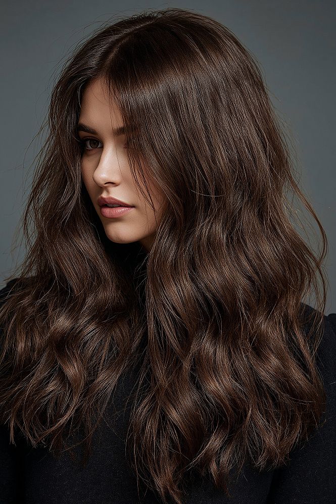 Dark Brown Butterfly Cut: Voluminous Long Layered Hair Styles 2025