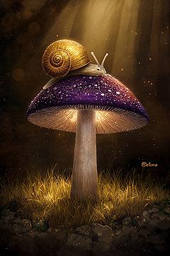 Enchanting Snail Oil Painting: Whimsical Forest Art for Garden Walls