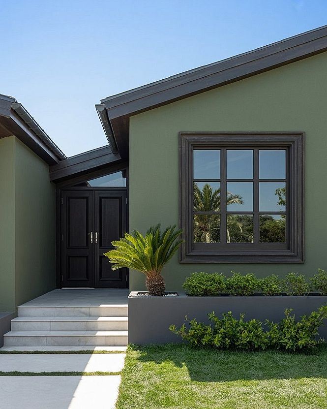 Avocado Green: Chic Minimalist House Exterior Color Ideas