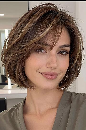 Styling a Textured Layered Bob with Soft Bangs