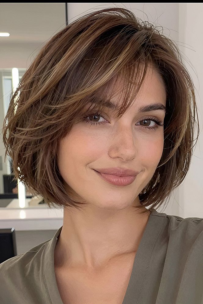 Styling a Textured Layered Bob with Soft Bangs