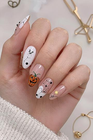 Minimalist Jack O Lantern Press On Nails