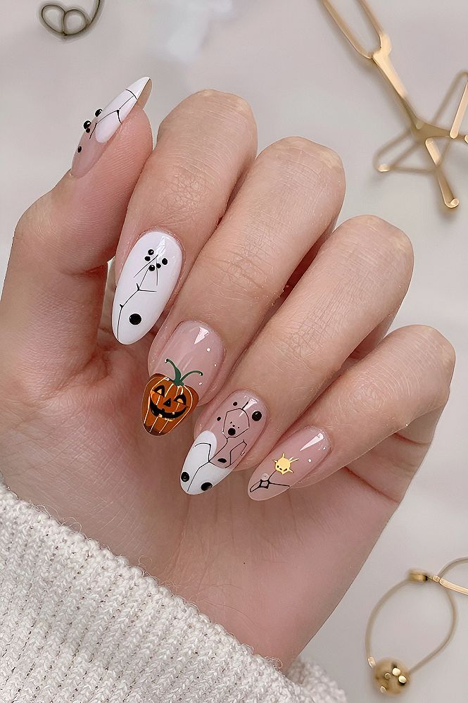 Minimalist Jack O Lantern Press On Nails