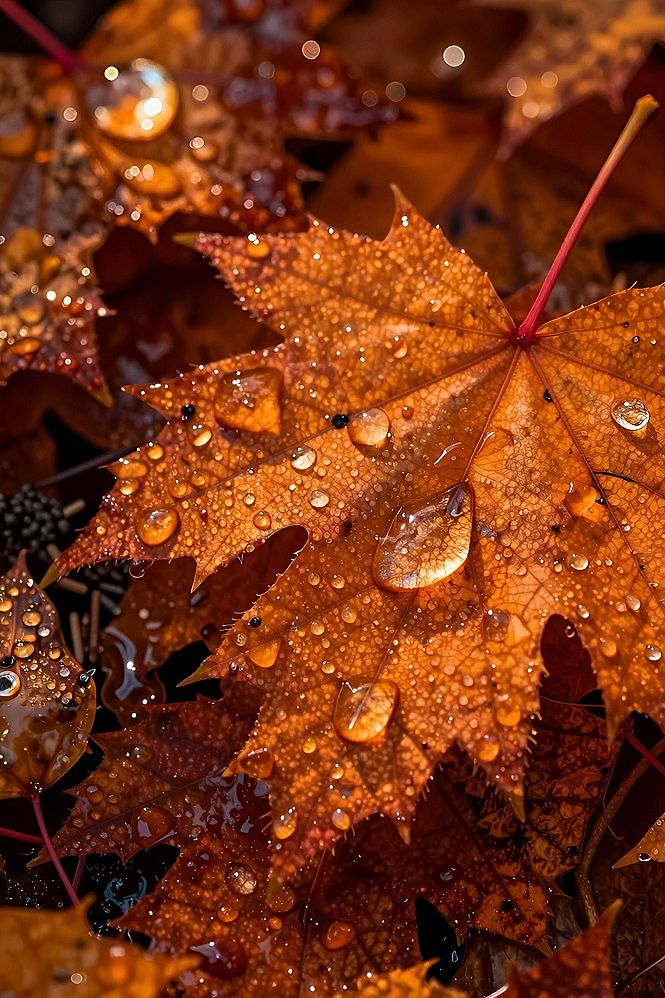 Rain-Kissed Maple Leaf Wallpapers for Fall