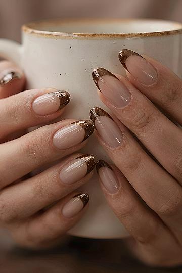 Glitter Tip Espresso French Manicure