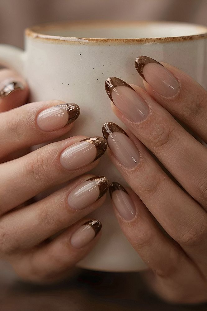 Glitter Tip Espresso French Manicure
