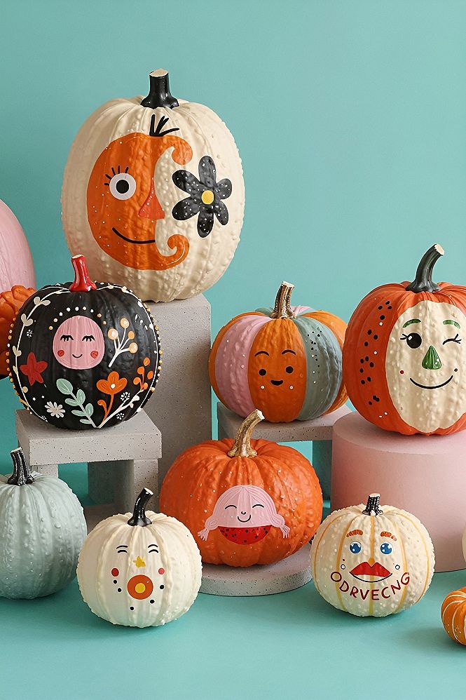 Painting Cute Characters and Faces on Pumpkins
