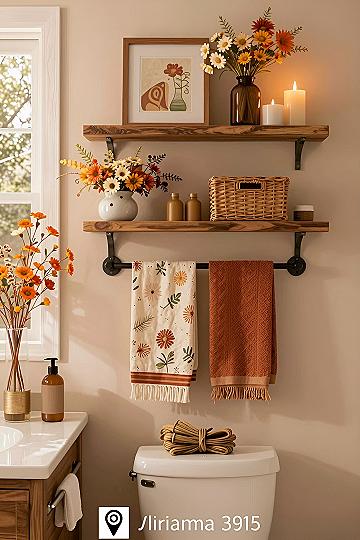 Adding Seasonal Floating Shelves to Your Bathroom