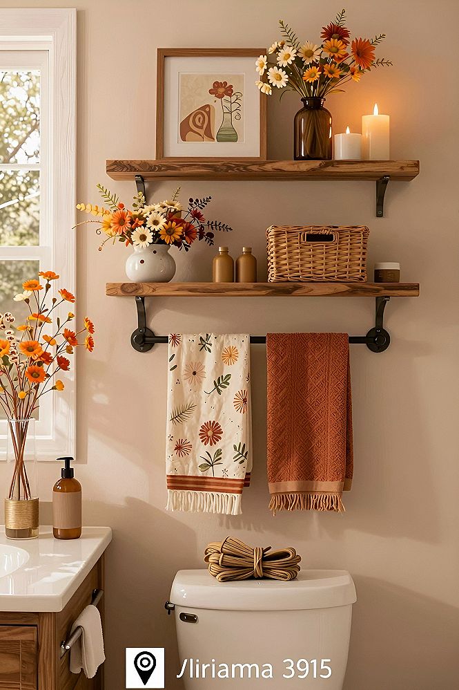 Adding Seasonal Floating Shelves to Your Bathroom