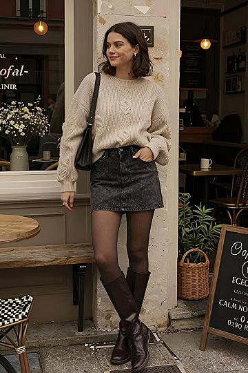 Pairing Brown Suede Boots With Winter Skirts