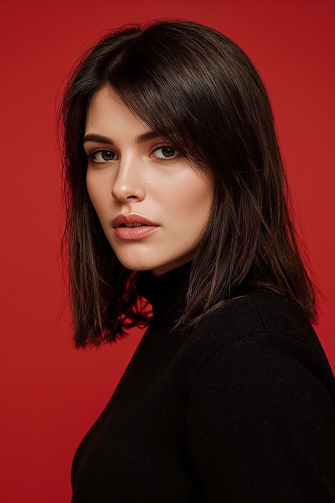 Sleek Side Part Bob Haircut: Modern Long Lob with Dark, Layered Style