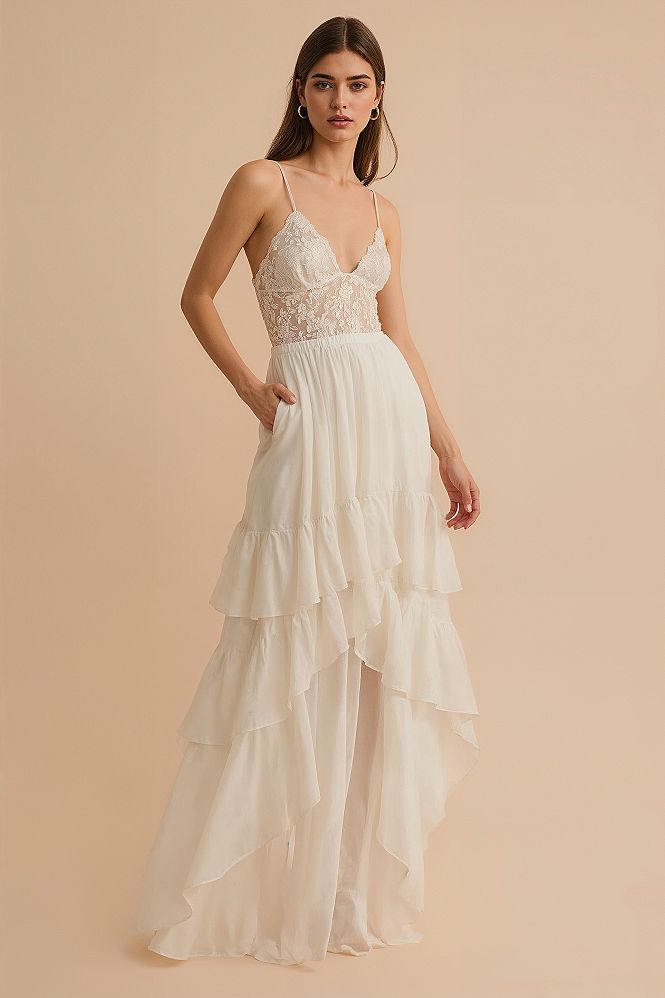 Dreamy Tiered Maxi Dress: Ethereal Elegance for Formal Bridal Affairs