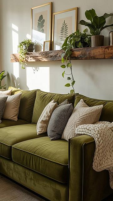 Boho Green Couch Living Room: Cozy Decor & Earthy Vibes