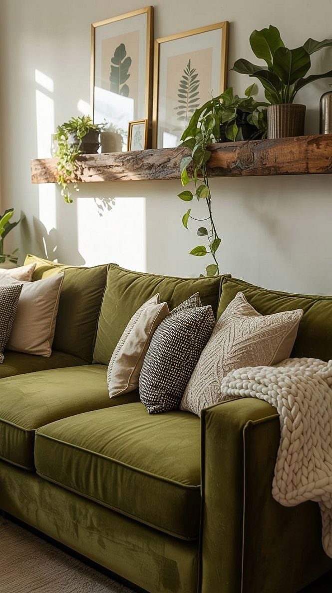 Boho Green Couch Living Room: Cozy Decor & Earthy Vibes