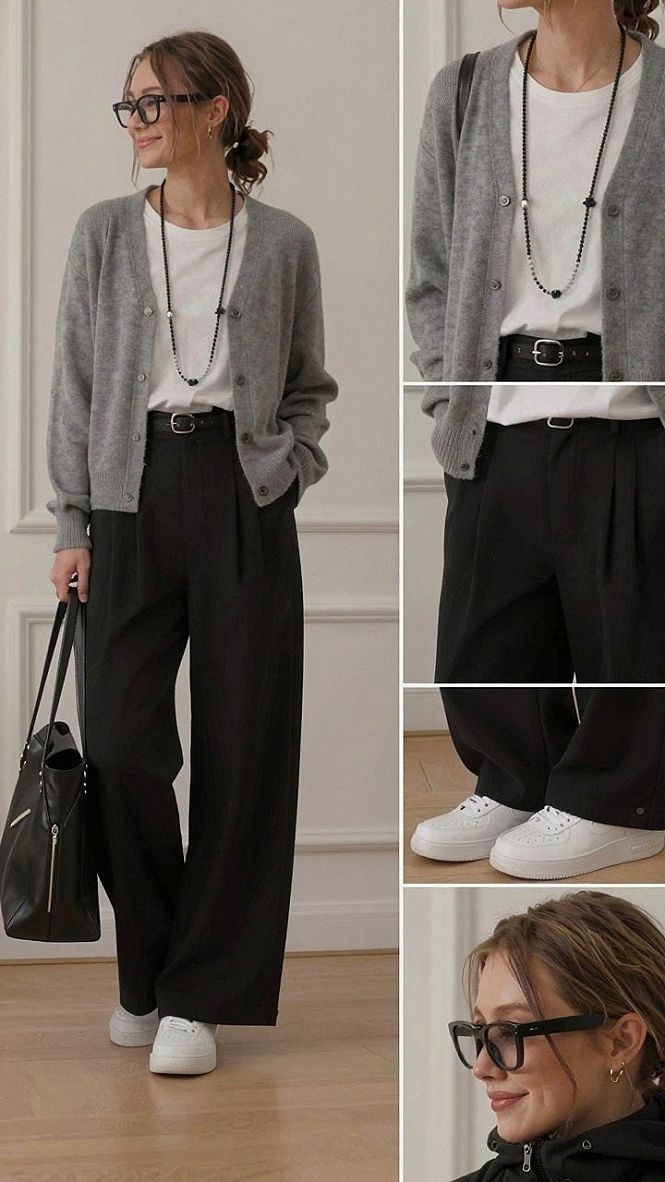 Styling an Oversized Cardigan with Wide Leg Pants