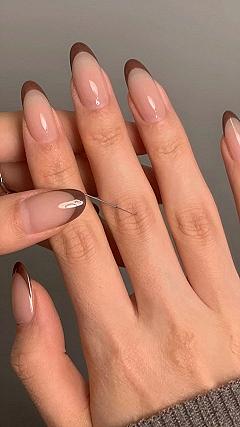 Minimalist Dark Brown French Tips