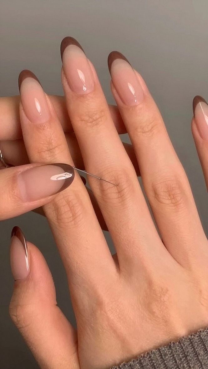 Minimalist Dark Brown French Tips