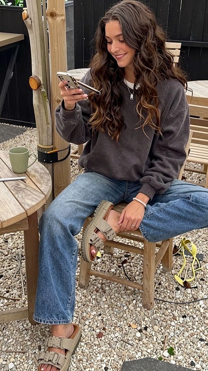 Styling an Oversized Sweatshirt with Denim for Fall