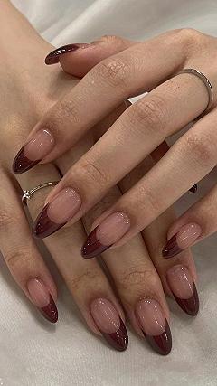 Deep Berry French Tips For A Dramatic Glossy Finish