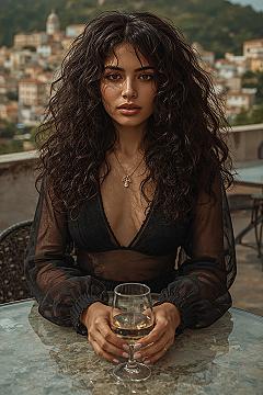 Edgy Curly Wolf Cut with Long Bangs: Trendy Brown Hair & Fine Hair Styles