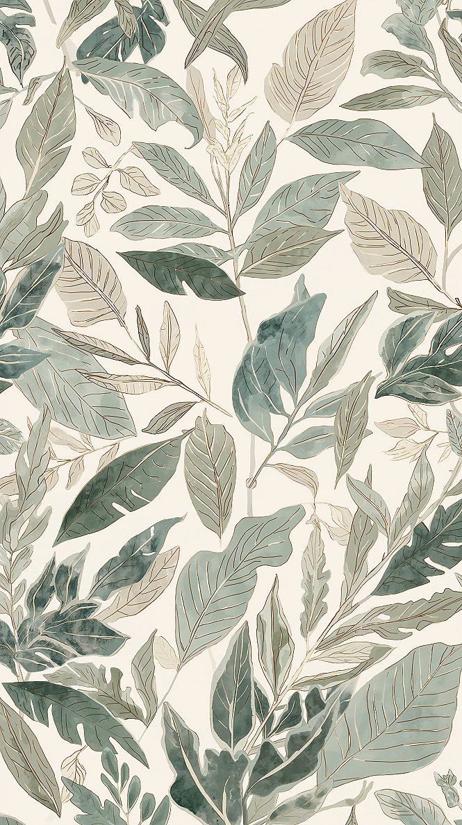 Minimalist Leaf Wallpaper: Tranquil & Sophisticated Home Decor