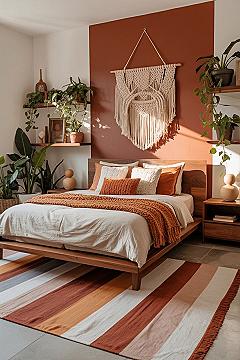 Boho Bedroom Bliss: Layered Textures & Macrame Magic