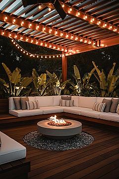 Outdoor Oasis: Relaxing Deck Ideas with Patio Lights & Fire Pit