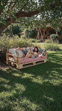 DIY Pallet Swing Bed: Aesthetic Yard Corner & Garden Inspiration