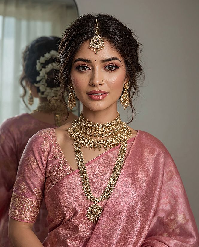 Stunning Indian Wedding Hairstyle Updo for Sarees & Bridal Blouse Designs