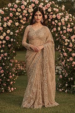 Bridal Radiance: Heavy Stone Work Saree for Indian Engagements