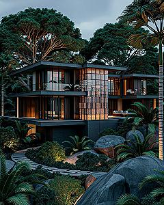 Modern Tropical Houses: Architectural Oasis with Lush Landscaping