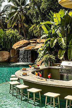 Ultimate Entertainment Hub: Backyard Bar Pool & Kitchen Dreams