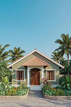 Charming Kerala Village Home: Top Front House Garden Ideas