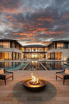 Contemporary Mansion: Luxury Outdoor Living with Pools