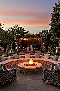 Dream Backyard Oasis: Outdoor Room Design with Fire Pit & Stone Seating