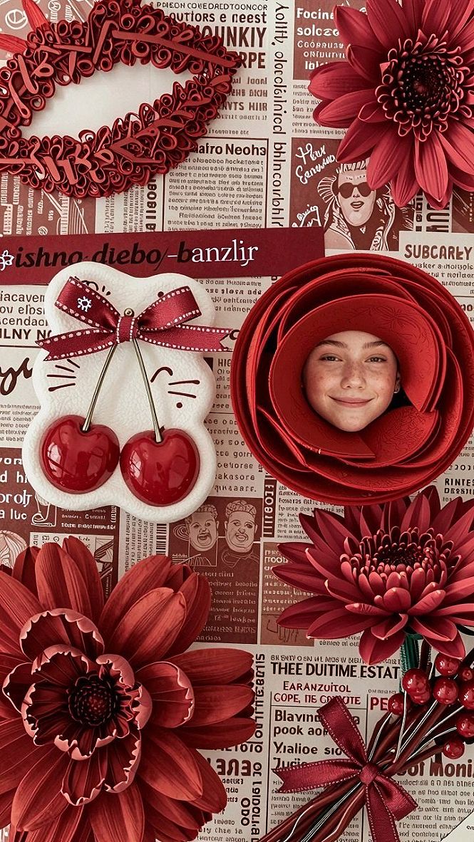 Selecting Red Newspaper Print and Floral Phone Wallpapers