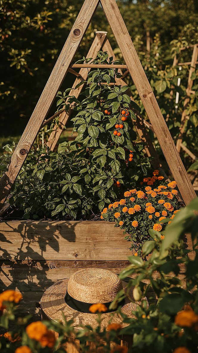 Bountiful Harvests: Raised Garden Beds for Climbing Plants & Tomatoes