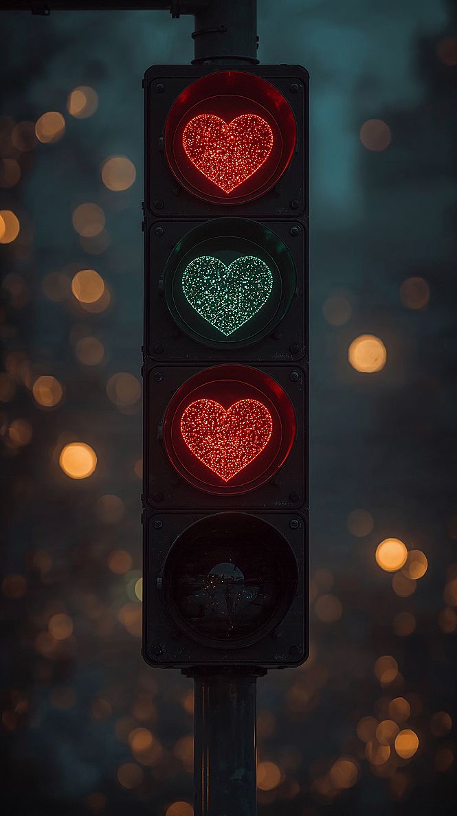 Heart-Shaped Light iPhone Wallpaper: Bold Red & Dark Aesthetic