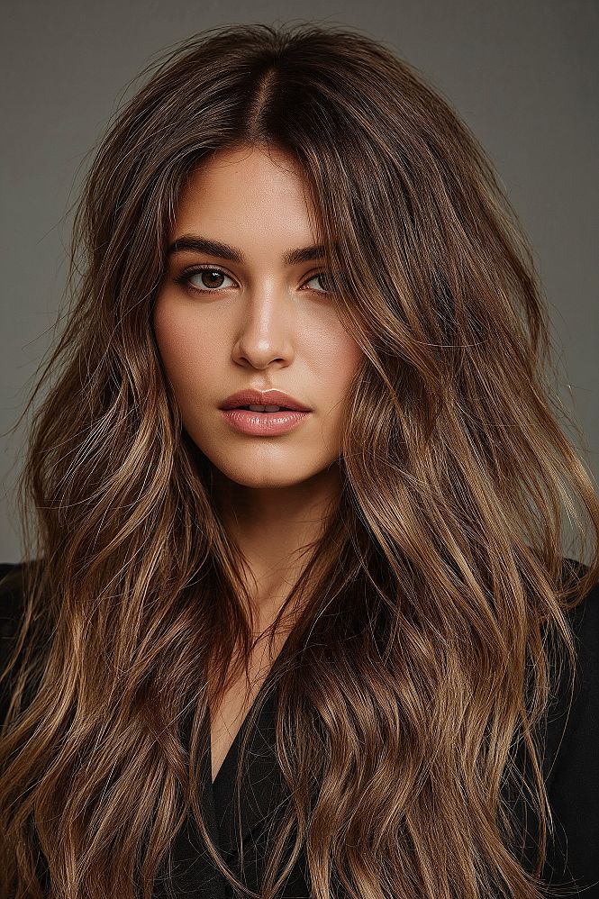 Warm Caramel Bronde Balayage: Sun-Kissed Long Layered Hair & Younger Looks