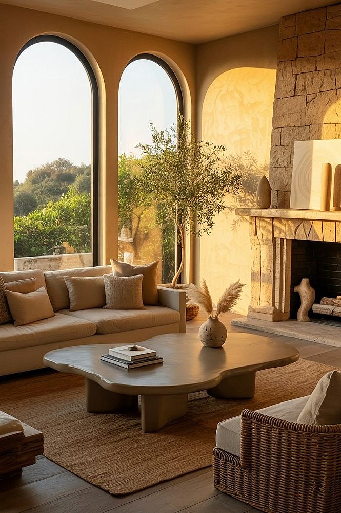 Organic Modern Living Room: Warm Cozy House Inspo