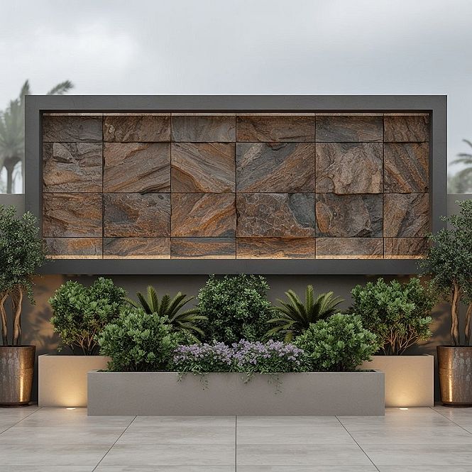 Architectural Appeal: Modern Backyard Wall Design & Corner Landscaping